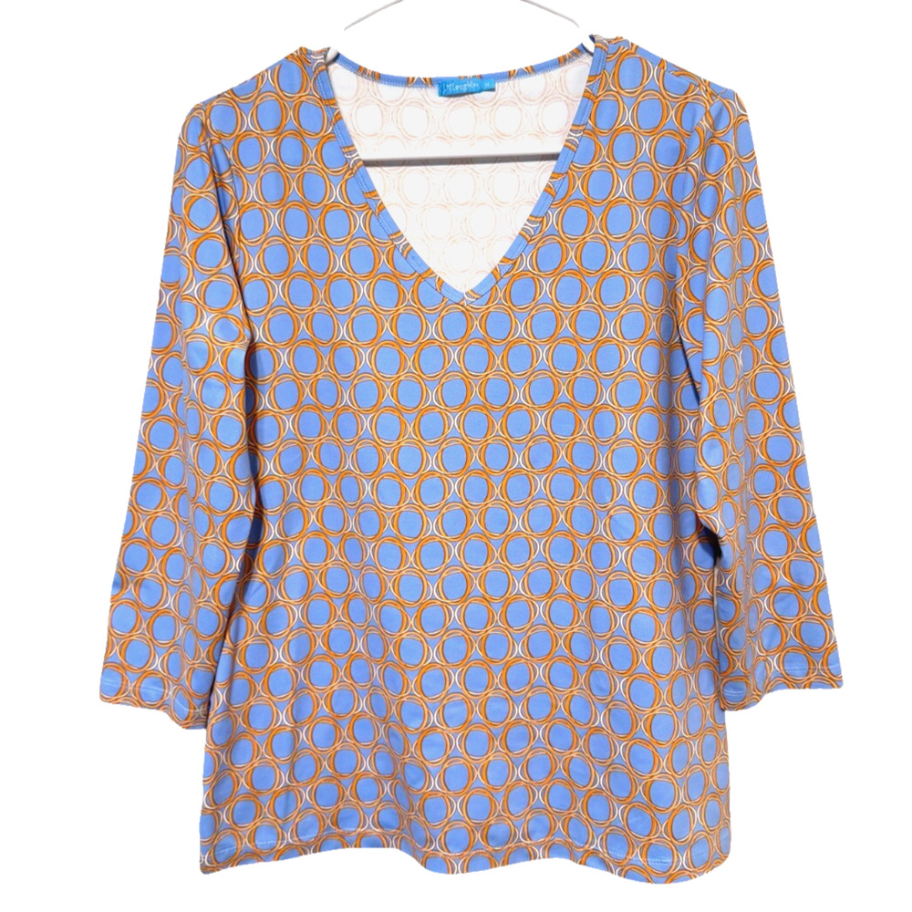 J. McLaughlin Women's Top Medium Catalina Cloth Long Sleeve V Neck Circle Resort